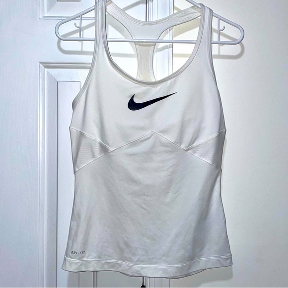 Nike Tops Nike White Drifit Racerback Built In Bra Mesh Athletic
